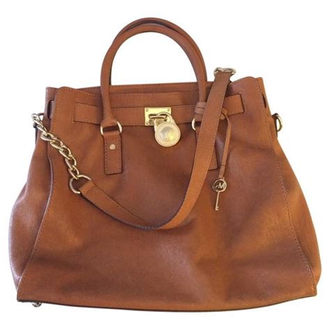 michael kors sac hamilton camel|michael kors leather satchel.